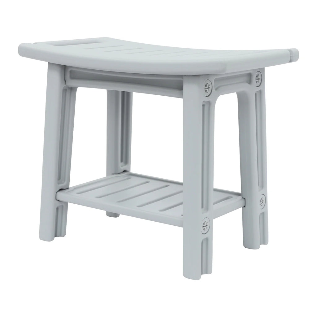 Banco de ducha con estante