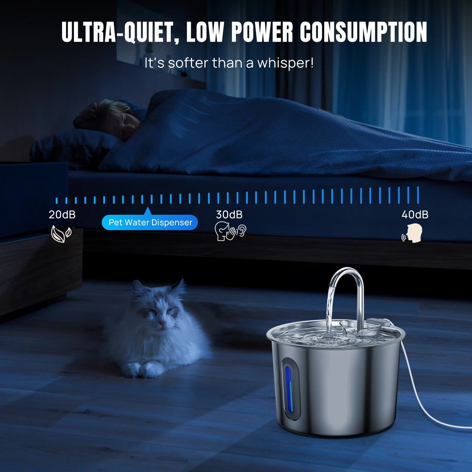 Fuente de acero inoxidable para gatos