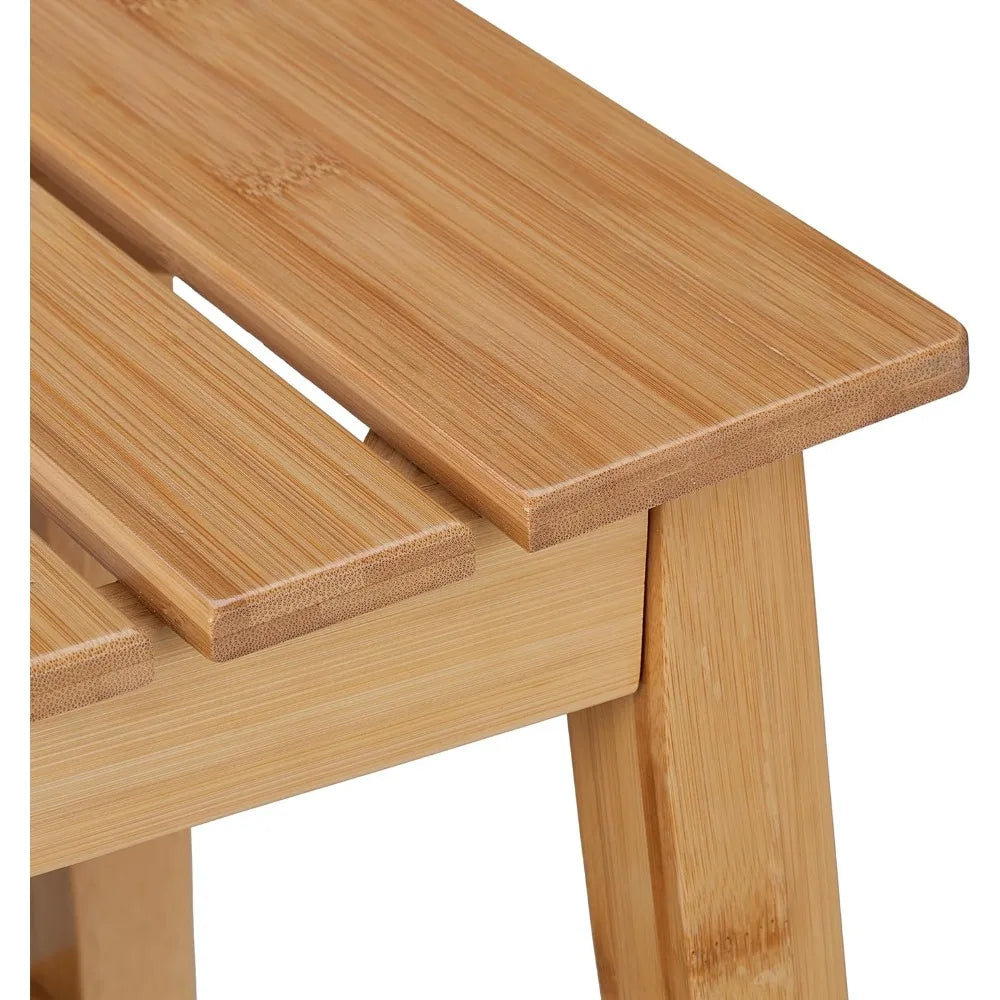 Banco de bambú con estante